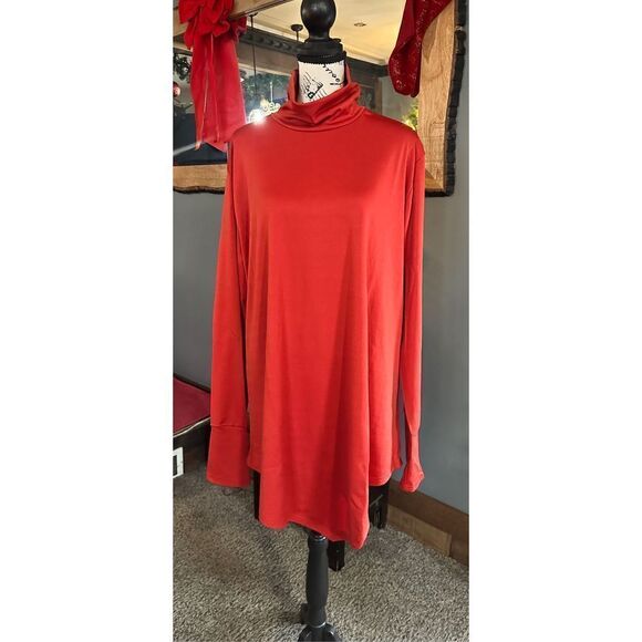 🔥Miss look Red Long turtleneck, asymmetrical perfect for the holidays. Xl - Picture 1 of 13